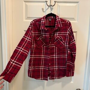 Eddie Bauer Red and White Plaid Shirt